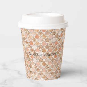Gobelets En Papier Peach Rose Blush Gold Parties scintillant Sirène