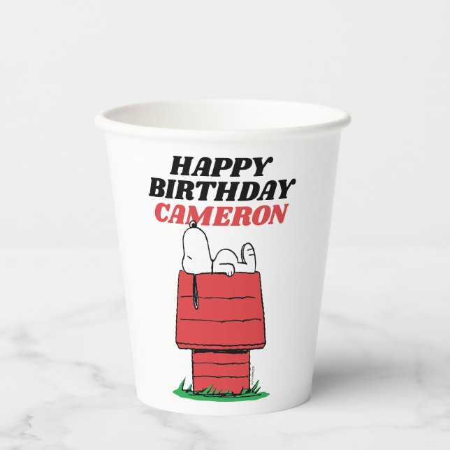 Gobelets En Papier Peanuts Snoopy Dog House Birthday Paper Cups (Recto)