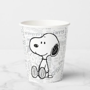 Gobelets En Papier PEANUTS Snoopy on Black White Comics