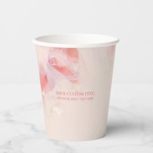 Gobelets En Papier Peinture Abstraite Rose & Corail Texte Personnalis