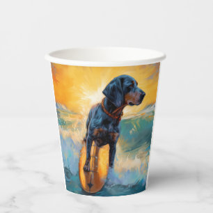 Gobelets En Papier Peinture de surf de plage de Bluetick Coonhound