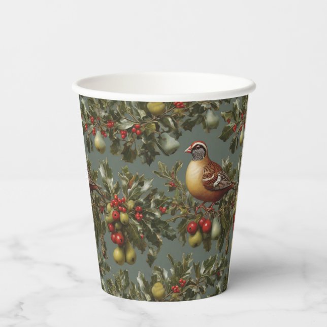 Gobelets En Papier Perdrix dans un poirier (Verso)