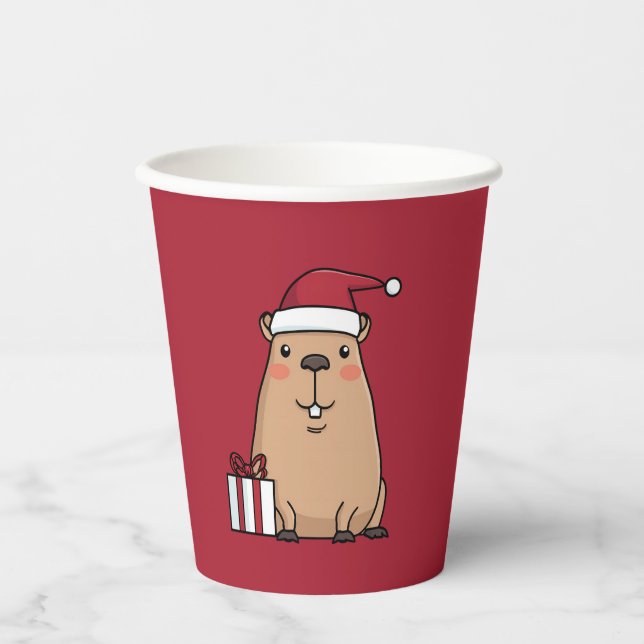 Gobelets En Papier Père Noël Capybara Holiday Fun (Recto)