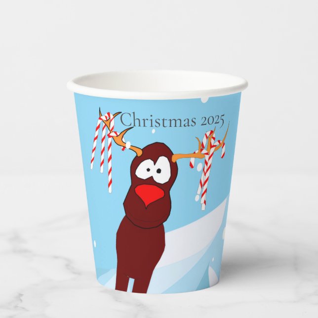 Gobelets En Papier Père Noël ne peut pas patiner Noël (Recto)