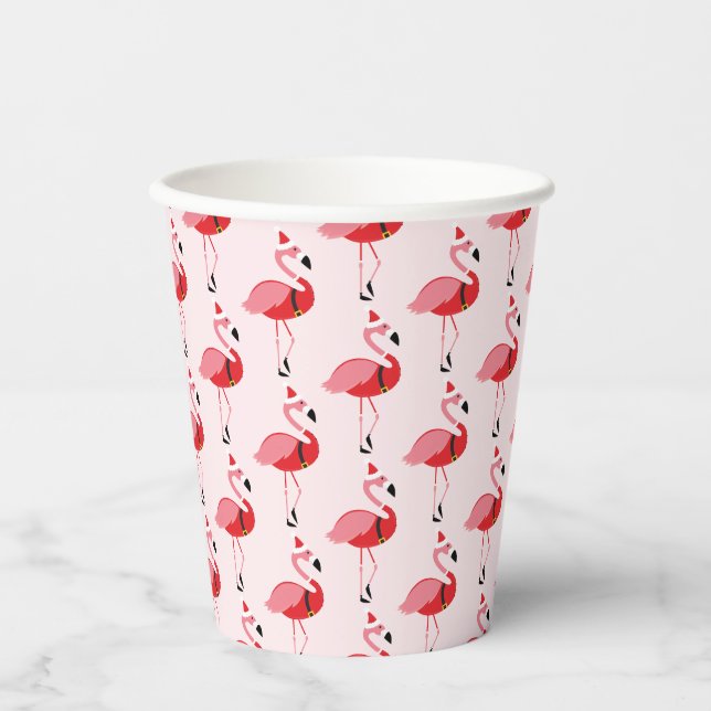 Gobelets En Papier Père Noël Pink Flamant rose Noël (Recto)