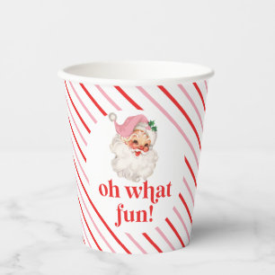 Gobelets En Papier Père Noël Rose Rétro Oh Quelle Joie