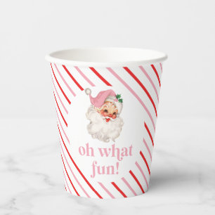 Gobelets En Papier Père Noël Rose Rétro Oh Quelle Joie