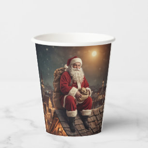 Gobelets En Papier Père Noël sur le toit