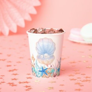Gobelets En Papier Perle majestueuse sous le Baby shower marin