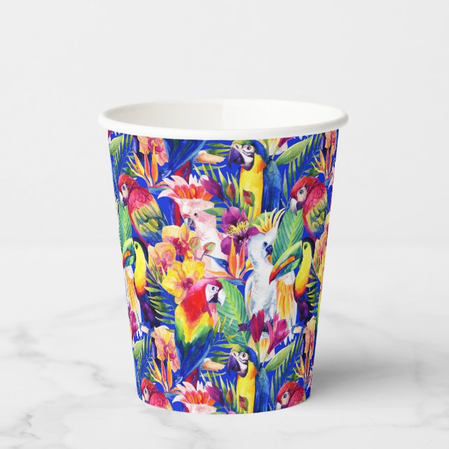 Gobelets En Papier Perroquets aquarelles (Gauche)