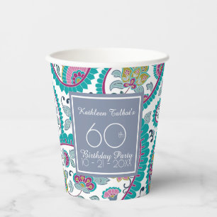 Gobelets En Papier Persian Boteh Paisley 60e Anniversaire Papier C