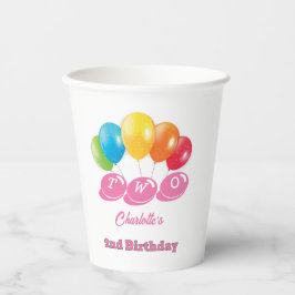 Gobelets En Papier Personalised 2nd Birthday Soft Pink Girl's Name
