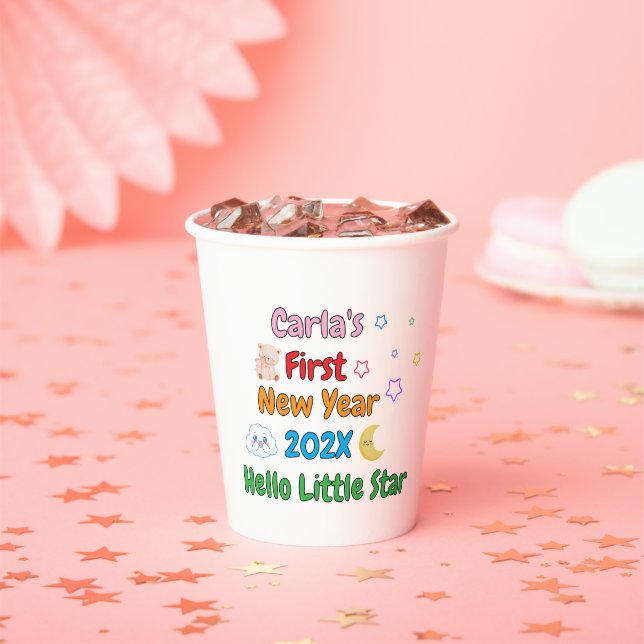 Gobelets En Papier Personalized Baby’s First New Year – Cute Design (Insitu)