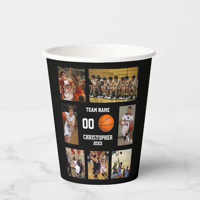 Gobelets En Papier Personalized Basketball Theme Senior Night Party (Recto)