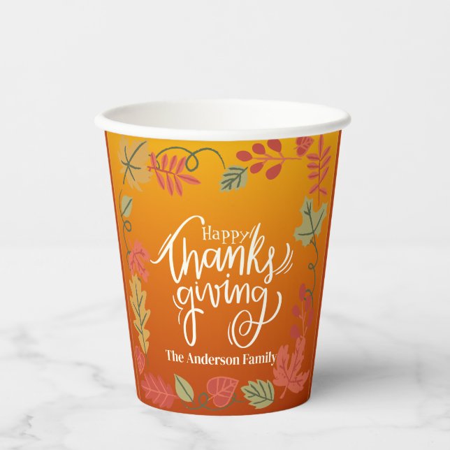 Gobelets En Papier Personalized Happy Thanksgiving (Recto)