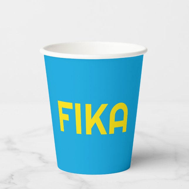 Gobelets En Papier Personnalisable FIKA Bold Jaune et Bleu (Recto)