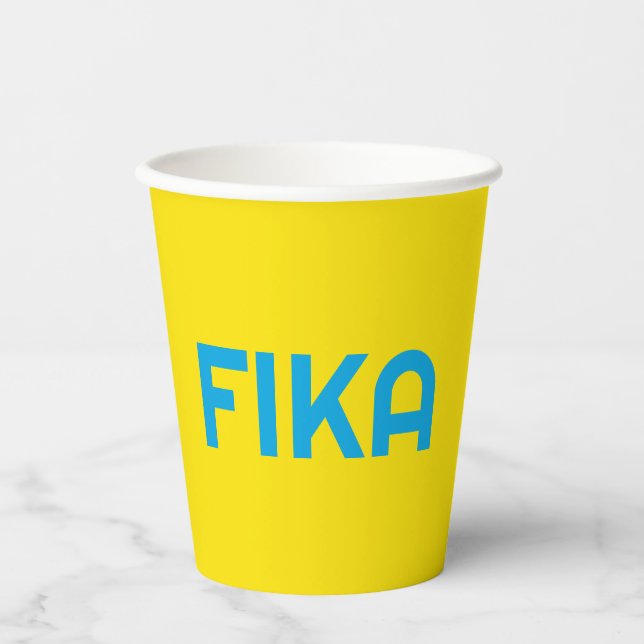 Gobelets En Papier Personnalisable FIKA Bold Jaune et Bleu (Recto)