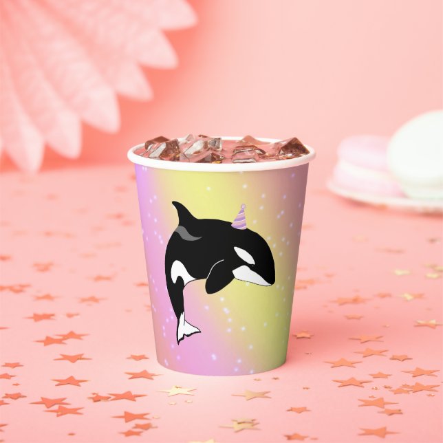 Gobelets En Papier Personnalisable Orca Killer Whale Anniversaire (Insitu)