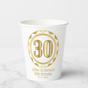Gobelets En Papier Personnalisé 30e anniversaire, Anniversaire, etc..