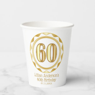 Gobelets En Papier Personnalisé 60e anniversaire, Anniversaire, etc..