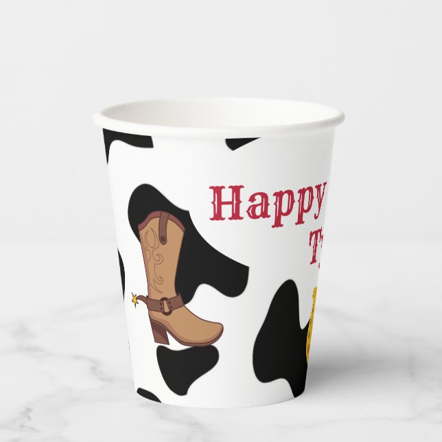 Gobelets En Papier Personnalisé Cowboy Party (Recto)