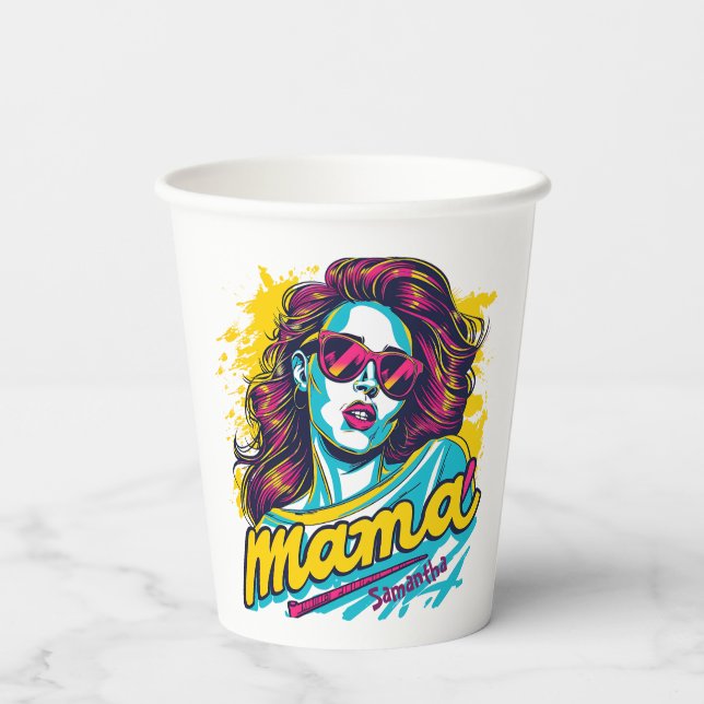 Gobelets En Papier Personnalisé Retro Mama Pop Art (12) (Verso)