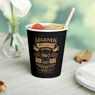 Gobelets En Papier Personnalisé vintage 65e anniversaire whiskey étiq