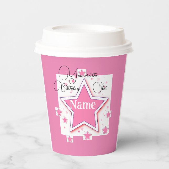 Gobelets En Papier Personnaliser Nom Votre Birthday STAR (Recto)