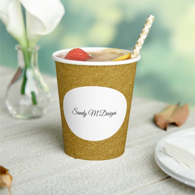 Gobelets En Papier Personnaliser Parties scintillant Gold Image Votre (Insitu)