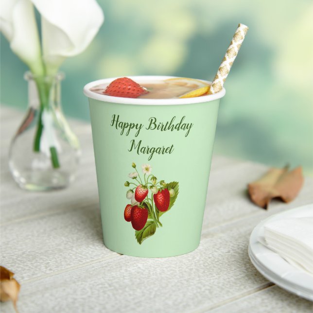 Gobelets en papier personnalisés fraise pour fête (Insitu)