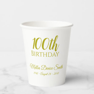 Gobelets en papier personnalisés pour les 100 ans
