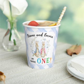 Gobelets En Papier Peter et Flopsy Coupe de papier d'anniversaire
