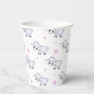 Gobelets En Papier Petit agneau Baby shower mouton positif