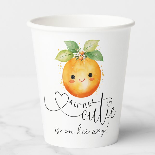 Gobelets En Papier Petit Baby shower de Citrus orange Cutie (Créateur téléchargé)