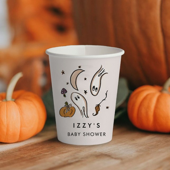 Gobelets En Papier Petit Baby shower d'Halloween presque dû (Our Little Boo is Almost Due Halloween Illustrations Baby Shower Personalized Paper Cups)