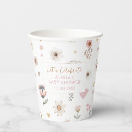 Gobelets En Papier Petit Baby shower Floral Fleur sauvage