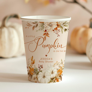 Gobelets En Papier Petit baby shower rustique citrouille d'automne