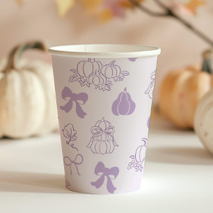 Gobelets En Papier Petit Baby shower violet Citrouille dessiné à la m