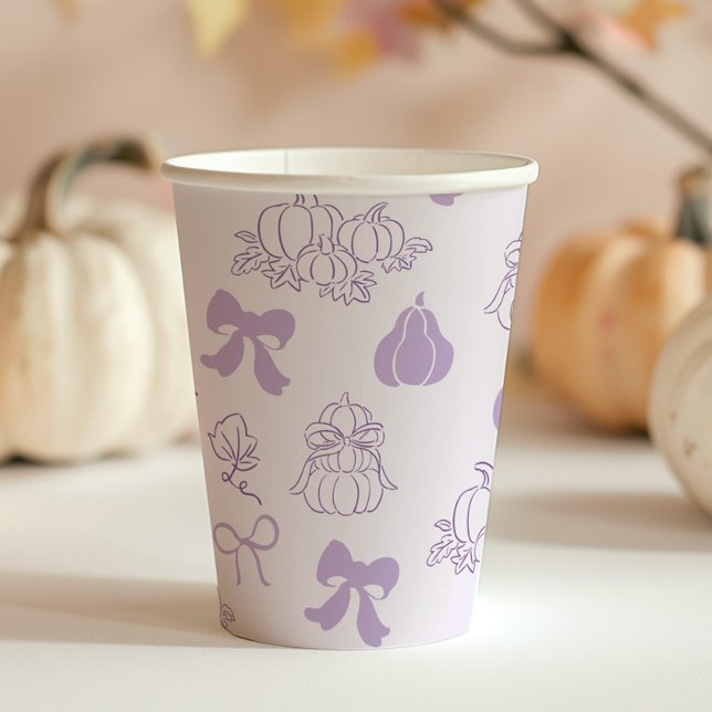 Gobelets En Papier Petit Baby shower violet Citrouille dessiné à la m (Créateur téléchargé)