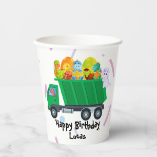 Gobelets En Papier Petit bébé dinosaure poubelle camion d'oeuf Annive