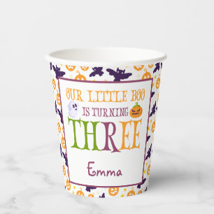 Gobelets En Papier Petit Boo à trois Halloween 3e anniversaire