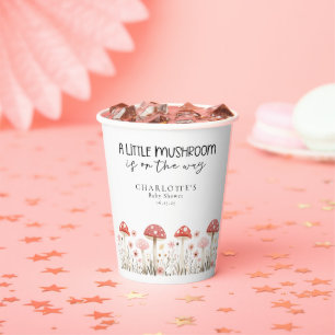Gobelets En Papier Petit Champignons Fleur sauvage Baby shower tasse 