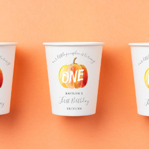 Gobelets En Papier Petit Citrouille 1er anniversaire