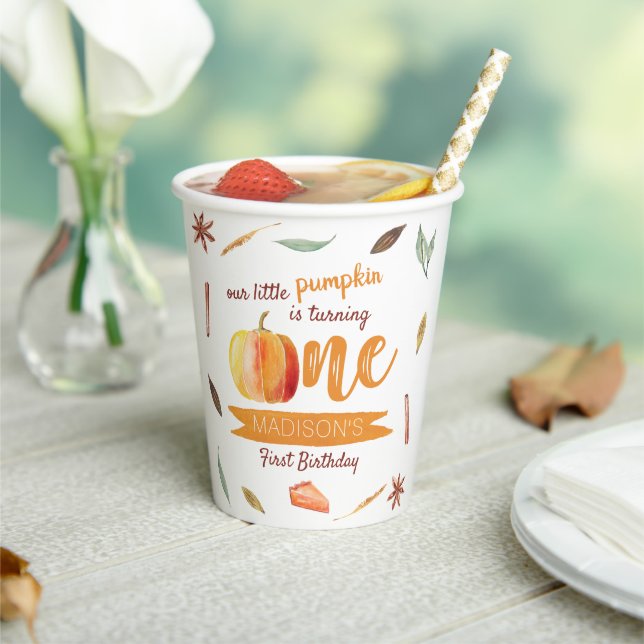 Gobelets En Papier Petit Citrouille Automne 1er Anniversaire (Insitu)