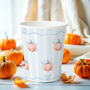 Gobelets En Papier Petit Citrouille Sur Le Chemin Baby shower Blue Bo