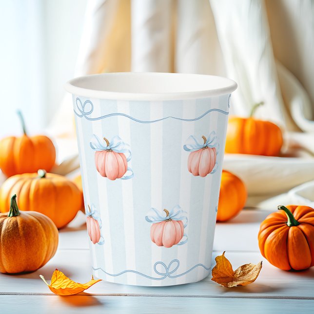Gobelets En Papier Petit Citrouille Sur Le Chemin Baby shower Blue Bo (Créateur téléchargé)