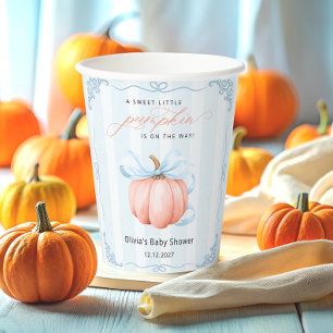 Gobelets En Papier Petit Citrouille Sur Le Chemin Baby shower Garçon