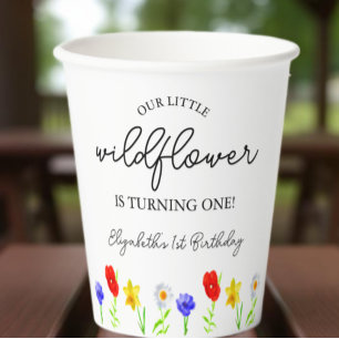Gobelets En Papier Petit Fleur sauvage 1er anniversaire