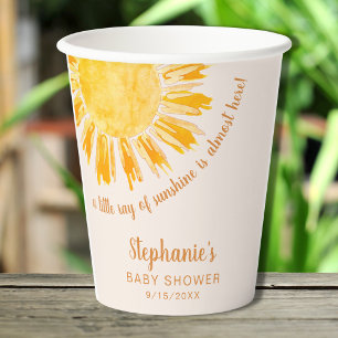 Gobelets En Papier Petit Rayon De Soleil Aquarelle Baby shower Soleil