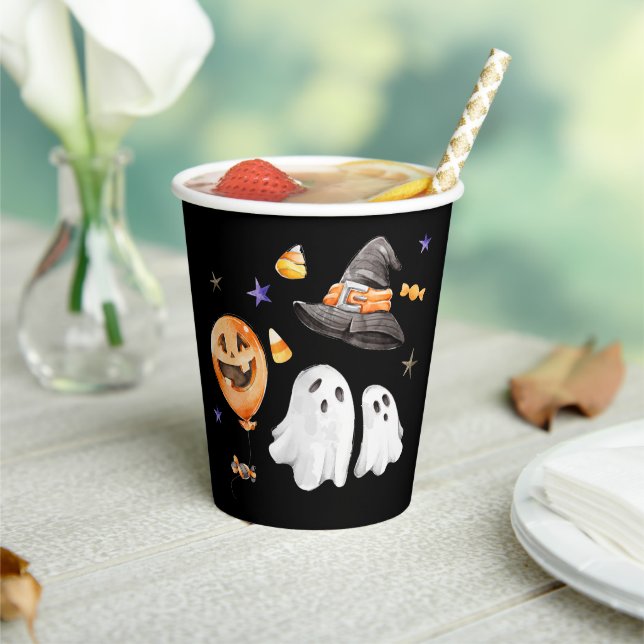 Gobelets En Papier Petite Botte Halloween Aquarelle Noire (Insitu)